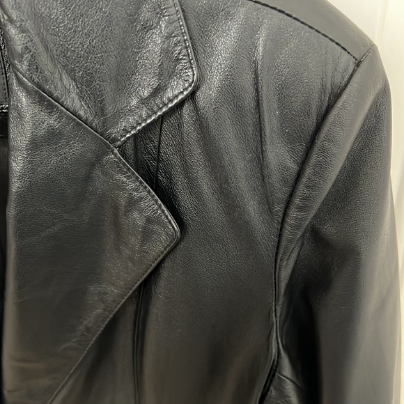 EUC black Leather blazer jacket S/M - Picture 3 of 7